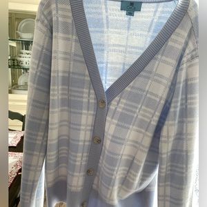 Baby blue and white cardigan